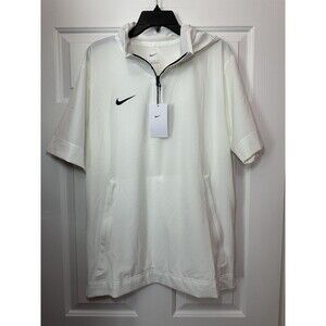Size M Nike Lightweight Coaches Hooded Short Sleeve Jacket White FJ9548-102 Mens